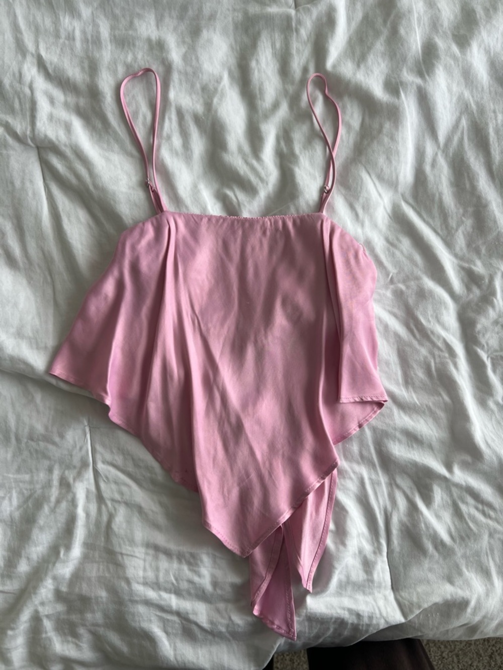Zara Pink Asymmetric Handkerchief Hem Crop Top